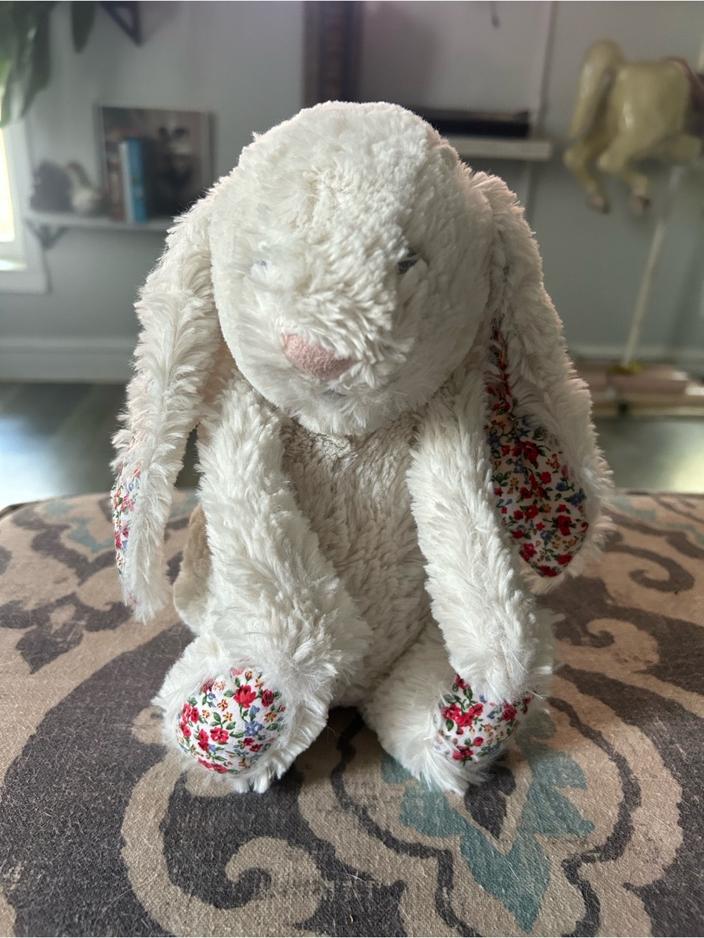 Jellycat Bashful Bunny with Floral-Print Ears and Paws